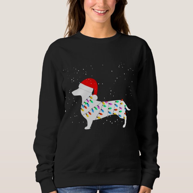 Santa Dachshund Christmas Lights Dachshund Pajamas Sweatshirt (Front)