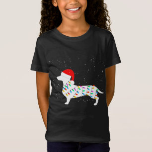 Santa Dachshund Christmas Lights Dachshund Pajamas T-Shirt