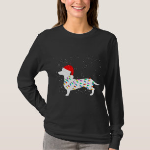 Santa Dachshund Christmas Lights Dachshund Pajamas T-Shirt
