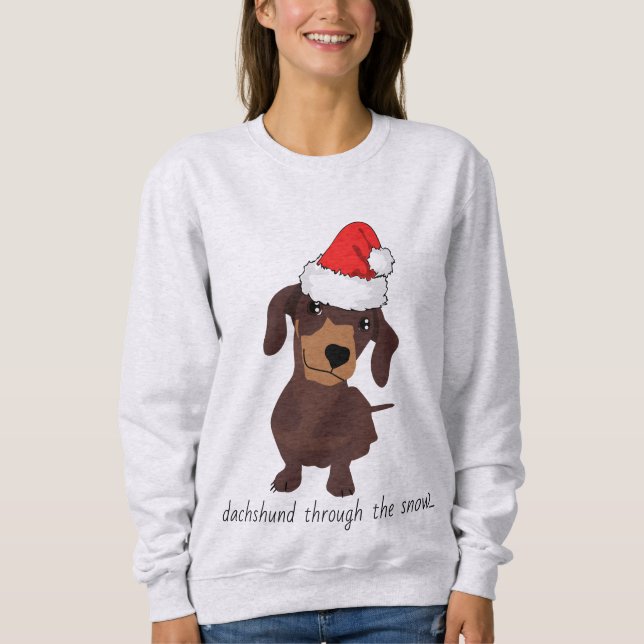 Santa dachshund cute Christmas Xmas Jumper Sweater (Front)