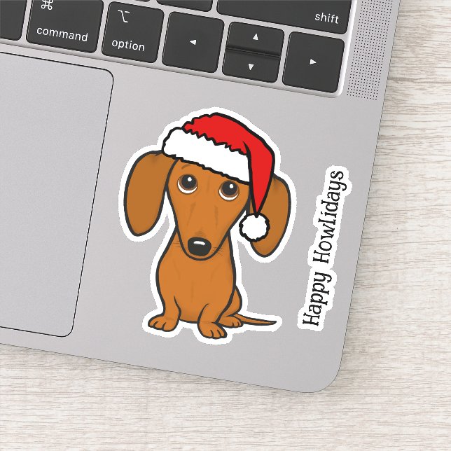 Santa Dachshund Cute Wiener Dog Christmas Sticker (Detail)