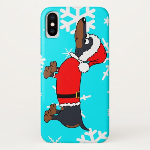 Santa Dachshund Dog Snowflake Design iPhone Case