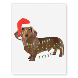 Santa Dachshund Dog Tangled In Christmas Light T G Temporary Tattoos
