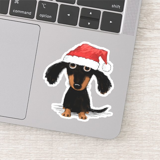 Santa Dachshund | Doxie Clause Christmas Sticker (Detail)