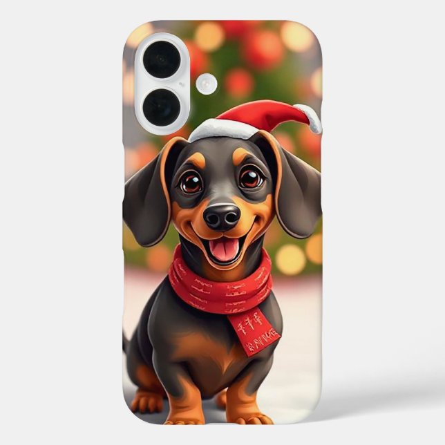 Santa Dachshund Holiday Cheer 🎄🐾 Cute Festive  Case-Mate iPhone Case (Back)