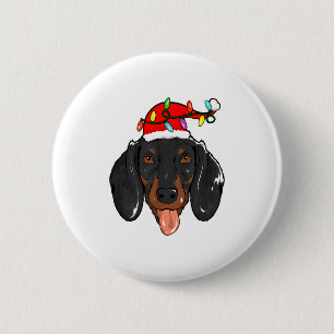 Santa Dachshund Light Christmas  Button