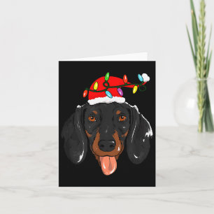 Santa Dachshund Light Christmas Card