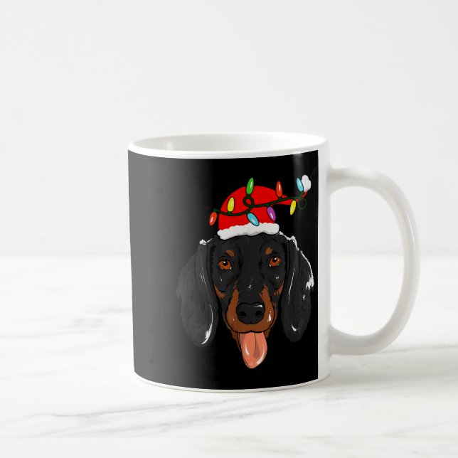 Santa Dachshund Light Christmas  Coffee Mug (Right)