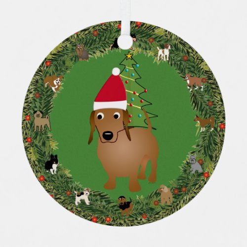 Santa Dachshund Metal Ornament