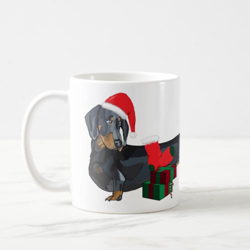 Santa Dachshund on Christmas Coffee Mug