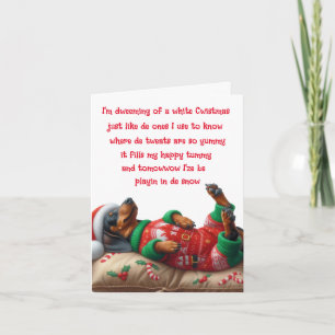 SANTA DACHSHUND PUPPY CHRISTMAS CARD