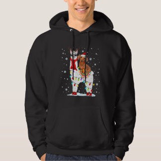 Santa Dachshund Riding Llama Reindeer Hoodie