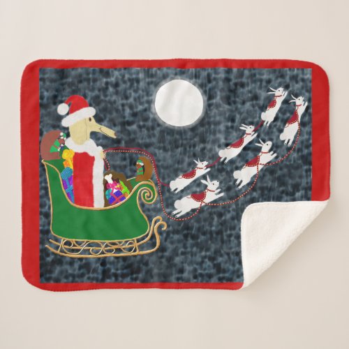 Santa Dachshund Sherpa Blanket