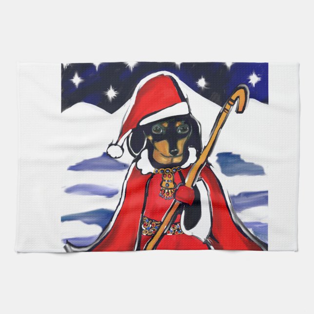 SANTA DACHSHUND TOWEL (Horizontal)