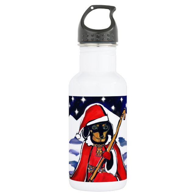 SANTA DACHSHUND WATER BOTTLE (Front)