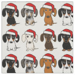 Santa Dachshunds Cute Wiener Dogs Christmas Fabric