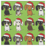 Santa Dachshunds Cute Wiener Dogs Christmas Fabric