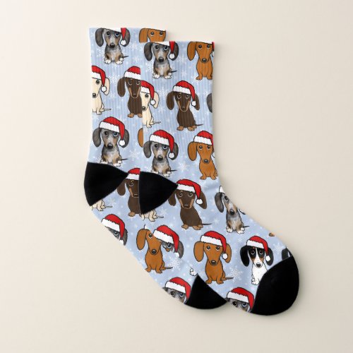 Santa Dachshunds Cute Wiener Dogs Christmas Socks