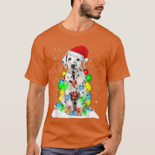 Santa Dalmatian Christmas Light Pajama Dog Xmas Ma T-Shirt