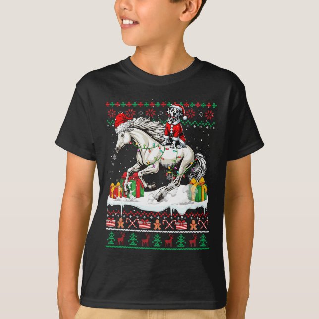 Santa Dalmatian Riding Horse Christmas Sweater Lov (Front)