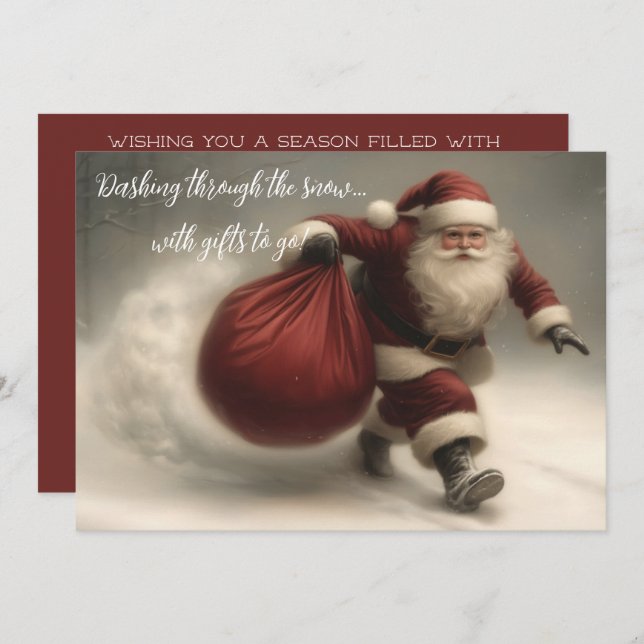 Santa dashing through the snow holiday card (Front/Back)