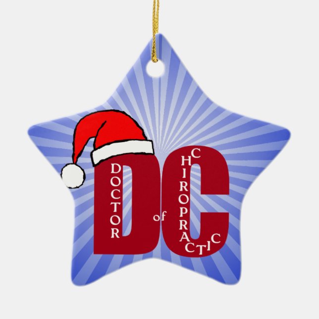 Santa DC Doctor of Chiropractic Christmas Logo Ceramic Ornament (Front)