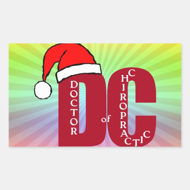 Santa DC Doctor of Chiropractic Christmas Logo Rectangular Sticker (Front)