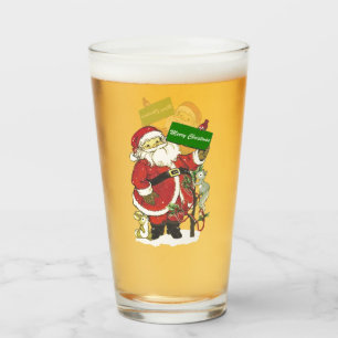 Santa Decorated Little Tree Cute Animals Birds Glass