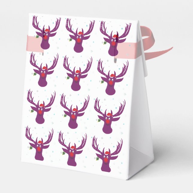 Santa Deer Cartoon Animal Christmas Tent Favor Boxes (Back Side)