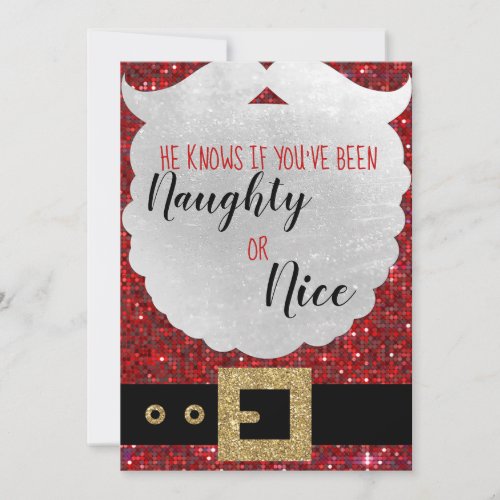 Santa Define Naughty CHristmas Card santa clause Holiday Card