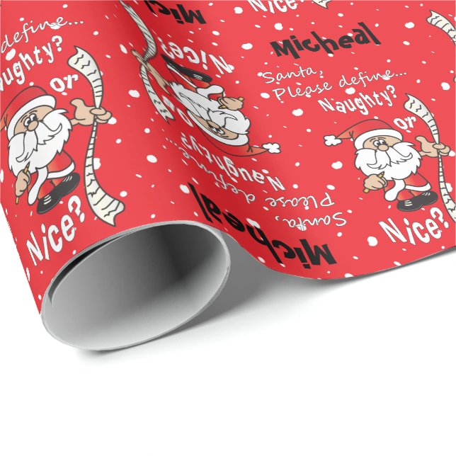 Santa Define Naughty or Nice | Christmas Wrapping Paper (Roll Corner)