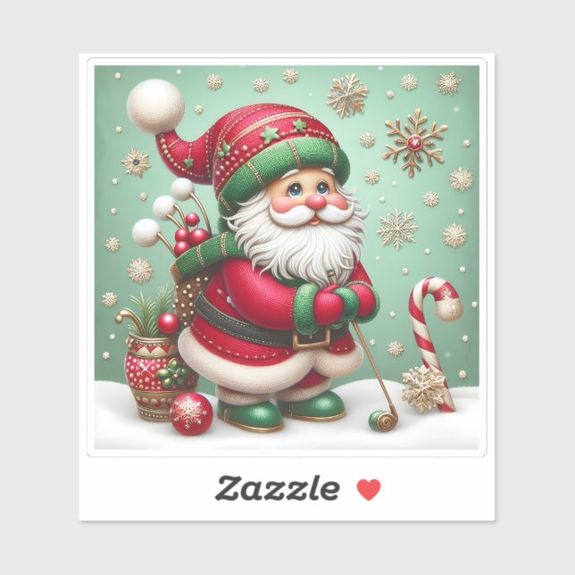 Santa Delightfully Preparing for Christmas Cheer Sticker (Sheet)