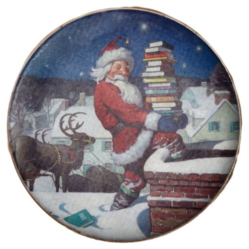 Santa delivering armload of books by Wyeth Chocolate Covered Oreo