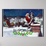 Santa delivering armload of books by Wyeth Poster<br><div class="desc">N.C. Wyeth famous painting of Santa delivering an armload of books at Christmas. Merry Christmas.</div>