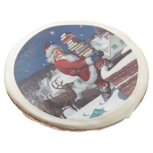 Santa delivering armload of books by Wyeth Sugar Cookie