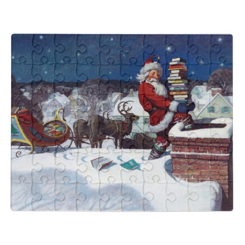 Santa delivering armload of books illustration  jigsaw puzzle
