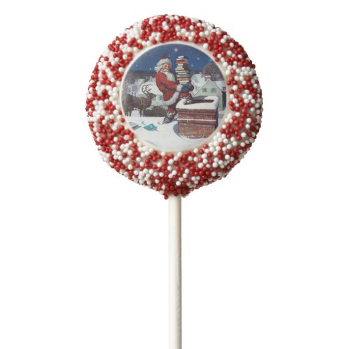 Santa delivering books at Christmas Chocolate Covered Oreo Pop