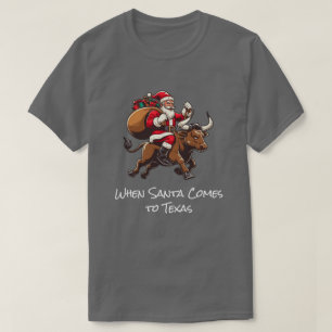 Santa Delivering Gifts on Texas Longhorn Bull #1.1 T-Shirt