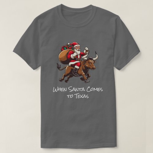 Santa Delivering Gifts on Texas Longhorn Bull 11 T_Shirt