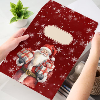 Santa Delivering Gifts Red w/White Snowflakes Envelope Mailers