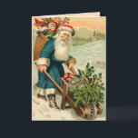 Santa Delivering Presents Christmas Card<br><div class="desc">Vintage Christmas cards for the people you love. Easy to customize! Each old postcard is lovingly restored for best print quality.</div>