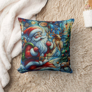 Santa delivers joy on a snowy night throw pillow