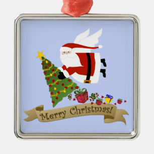 Santa Delivers Metal Ornament
