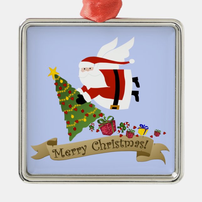 Santa Delivers Metal Ornament (Front)