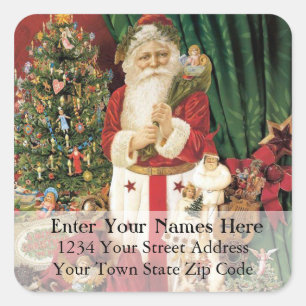 Santa Delivers Vintage Christmas Address Label