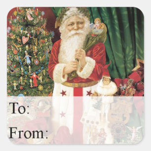 Santa Delivers Vintage Christmas Gift Tag