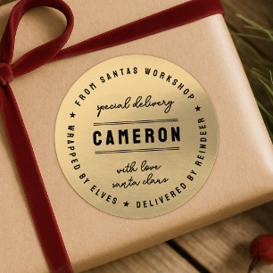 Santa Delivery Sticker Christmas Gold Gift Seal