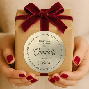 Santa Delivery Sticker   Christmas Gold Label Seal