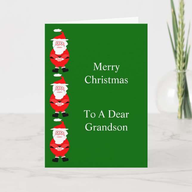 Santa Design Grandson Christmas Card (Front)