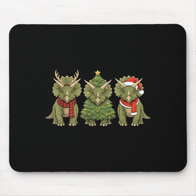 Santa Dinosaur Christmas Tree Triceratops Lover Xm Mouse Pad (Front)